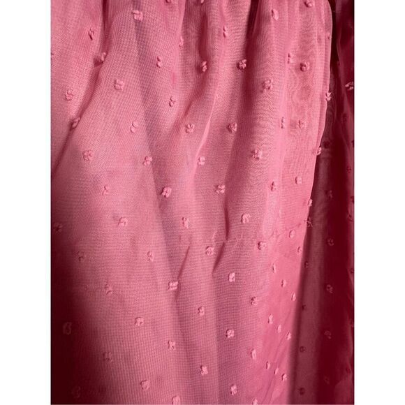 Nevena Rae Swiss Dot Ruffle Trimmed Mini Dress Dust Pink Size L Lined See Notes - Picture 2 of 15